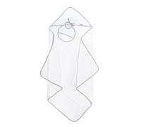 Pack Capa de Baño de Bebé + Capucha + Babero de Punto de Cruz 100% Algodón con Tacto Muy Suave, Color Blanco, Tamaño 100x100 cm