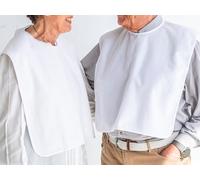 Ti TIN Pack de 3 Baberos Adultos Impermeables con Cintas - Rizo Blanco Absorbente y Transpirable - 50x60 cm, Lavables y Duraderos