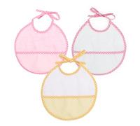 Ti TIN Pack de 3 baberos de punto de cruz para bebé de 0 a 6 meses 90% algodón rizo y 10% poliéster 20x20 cm cierre con cintas muy absorbentes aptos para secadora con bolsillo