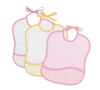 Ti TIN Pack de 3 baberos de punto de cruz para bebé de 6 a 12 meses 90% algodón rizo y 10% poliéster 30x25 cm cierre con cintas muy absorbentes aptos para secadora con bolsillo