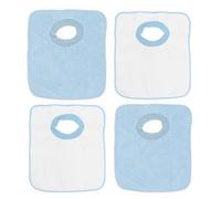 Ti TIN Pack de 4 Baberos Impermeables Azul con Cuello Elástico - Extra Suaves y Absorbentes - Baberos de Microfibra con Forro Impermeable Apto para Secadora - Para Bebés +12 Meses y Guardería