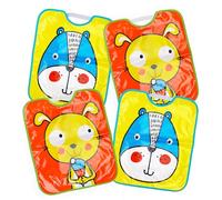 Ti TIN | Pack de 4 Baberos Impermeables para Bebé 100% Vinilo | Lote de 4 Baberos con Cierre con Goma Elástica para Bebés de Más de 1 Año | 32x35 cm