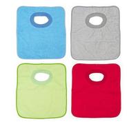 Ti TIN Pack de 4 Baberos Impermeables para Bebés - Rizo de Algodón y Poliéster con Forro de Vinilo - Cuello Elástico y Ribete de Algodón - Muy Absorbentes y Suaves - A partir de 12 Meses - 36x33 cm