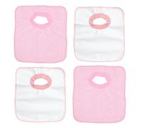 Ti TIN Pack de 4 Baberos Impermeables Rosa con Cuello Elástico - Extra Suaves y Absorbentes - Baberos de Microfibra con Forro Impermeable Apto para Secadora - Para Bebés +12 Meses y Guardería