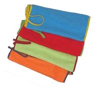 Ti TIN | Pack de 4 Toallas de Guardería Rizo Toalla 90% Algodón | 10% Poliéster | 29x50 cm | Colores Naranja Verde Fucsia y Azul