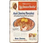 Tía Jemima panqueques Waffle Mix Breakfast divertido cartel de lata para el hogar, garaje, oficina, cafetería, decoración de pared, regalo artístico, 8 x 12 pulgadas