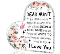 Tía Regalos de sobrina sobrino corazón acrílico placa decoración mejor tía nunca regalo de cumpleaños para tía, Navidad, Día de la Madre, regalo para tía, regalo para tía, I Love You