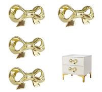 TIAIDI NNNJunhua - Pomos de gabinete con lazo sólido dorado, tiradores decorativos para gabinetes de cocina, cajones de cocina, 4 piezas