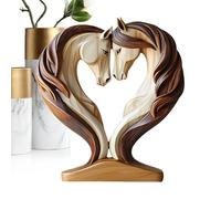 Tiajingzi Estatuas de Caballo en Forma de corazón, Adorno de Animales de Mesa, Figura de Caballo de Madera, decoración de Estante para el hogar, Lugar de Trabajo, Sala de exposiciones, Estante, Sala
