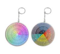 Tiajingzi Paquete de 2 llaveros de rueda de sentimientos, llavero colgante de acrílico con rueda de emociones, tabla de ruedas de emociones, llavero colorido, llaveros con colgante emocional para