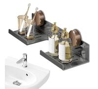 Tiajingzi Sobre el Grifo - Pared Baño - Ahorro de Espacio Organizador de Extraíble de Acero al Carbono para Almacenar Perfumes, Inodoro Y Lavandería sobre El Grifo