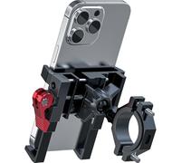 Tiakia Soporte de teléfono móvil para bicicleta y motocicleta - De aluminio - 6 garras - Rotación de 360° - Instalación sin herramientas - Para teléfonos de 4,5 a 7" - Negro y rojo mejorado