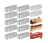 Tiamu 12 Perforado Anillos Tartas Molde Bizcocho, Ovalados Anillos para tartas de postre francés, mousse de frutas y tartas, anillo de quiche para tartas, de acero inoxidable