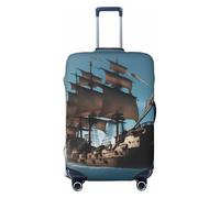 Tianbamxgdp Funda protectora lavable para equipaje de viaje con estampado de barco pirata, se adapta a fundas de 18 a 32 pulgadas, Negro, Medio