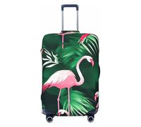 Tianbamxgdp Funda protectora lavable para equipaje de viaje con estampado de hojas verdes y flamencos, se adapta a fundas de 45,7 a 81,3 cm, Black, S