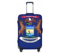 Tianbamxgdp Funda protectora lavable para equipaje de viaje con estampado de la bandera del estado de Michigan, se adapta a fundas de 18 a 32 pulgadas, Negro, X-Large