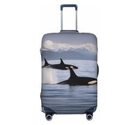 Tianbamxgdp Killer Whales Swim Along - Funda protectora de equipaje de viaje lavable para maleta de 18 a 32 pulgadas, Black, S