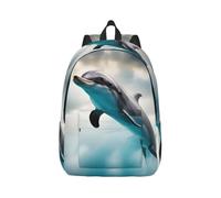 Tianbaozdp Funny Dolphin Looking at You - Mochila de lona con estampado de delfín, mochila casual para laptop, para mujeres y hombres, bolsa de viaje, Black, S, Casual