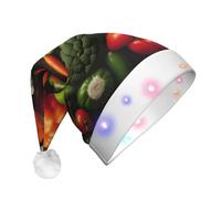 Tianbaozdp Introducción de varias verduras con impresión de sombrero de Navidad novedoso LED brillante sombrero colorido Santa Headwear suministros de fiesta de vacaciones