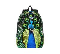 Tianbaozdp Mochila de lona con estampado de pavo real fresco, mochila casual para laptop, para mujer y hombre, bolsa de viaje, Black, S, Casual