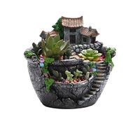 Tianbi Maceta creativa para plantas suculentas con casa dulce, mini maceta de flores de jardín de hadas para interiores y exteriores, decoración de vacaciones