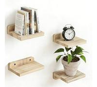 TIANCEWAN Estanterias Pared Madera Flotante, 4 Unidades Baldas Pared para Baño, Dormitorio y Cocina, Estante de Pared Organizador Duradero y Fácil de Instalar.