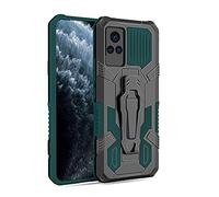TIANCI Funda para Vivo V21 4G/5G, Case para TPU Cuerpo Completo, Diseño de Combinación de Soporte y Clip Trasero de Metal, Anti Arañazos Fundas para Vivo V21 4G/5G-Verde