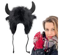 Tianeri Sombrero de cuerno de - Sombrero de felpa con orejeras con cuernos | Gorro de oreja para Halloween, regalo para hombres y mujeres para animales Cosplay Festival temática