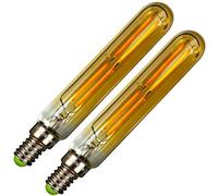 TIANFAN Paquete de 2 bombillas LED de 4 W T20 de filamento LED tubular E14 Edison pequeña base 2700 K bombilla Edison blanca cálida (Dorado)