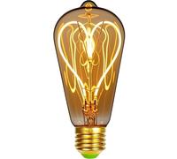 TIANFAN Vintage LED Bombillas 4W Regulable Irregular Forma 220/240V Edison Tornillo E27 Base Especialidad Decorativa Antigua Bombilla (ST64 Heart)