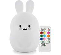 Tianhaixing luz nocturna para niños/adultos, LED Silicona blanda luz nocturna con 9 colores cambiando/USB recargable/control remoto y táctil regulable (Conejo grande)