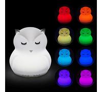 Tianhaixing luz nocturna para niños/adultos, LED Silicona blanda luz nocturna con 9 colores cambiando/USB recargable/control remoto y táctil regulable (Búho grande)