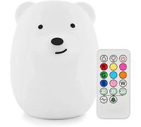Tianhaixing luz nocturna para niños/adultos, LED Silicona blanda luz nocturna con 9 colores cambiando/USB recargable/control remoto y táctil regulable (Oso grande)