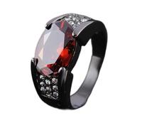TIANHEY Anillo de obsidiana y rubí de Oro Negro de 14K de Estilo Hip-Hop, Zafiro Puro para Fiesta de Boda para Mujeres y Hombres, Anillo de joyería de obsidiana de Roca Unisex