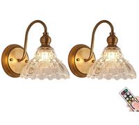TIANHEY Aplique De Pared Dorado Recargable A Batería, Lámpara De Cristal para Tocador De Baño Sin Cableado, Hermosa Luz De Pared A Batería Regulable Y Temporizada para Dormitorio Y Sala De Estar