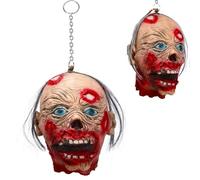 TIANHOO Halloween Zombie Head, Cabeza Colgante de Halloween, Decorar Cadáver de Hallowee Cabeza, Espeluznante Adorno Colgante para la Fiesta de Hallowee Casa Embrujada (Dientes faltantes)