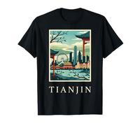 Tianjin China Skyline Ferris Wheel Río Ciudad Escena Camiseta