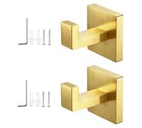 TIANLIN 2 Piezas Colgador Toalla Baño para Pared con Instalación a Taladro, Percha Baño Oro Cepillado en Acero Inoxidable 304, Montaje Oculto con Accesorios, para Baño y Cocina