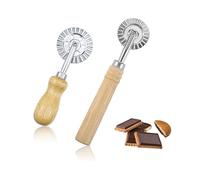 TIANLIN Cortador Pasta Rueda, 2 Piezas Roble Cortador de Masa Ruedas, 16 y 14 cm Cortador de Pasta, Ondulado, Rodillo Giratorio de 5 y 3,9 cm, para Cocinas, Pastelerías