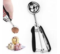 TIANLIN Cuchara de Helado en Acero Inoxidable 304 con Disparador (23x5 cm) - Formador de Bolas Negro, Apto para Lavavajillas, Versátil para Helado, Bolas de Melón, Puré de Patatas, Masa y Pasteles