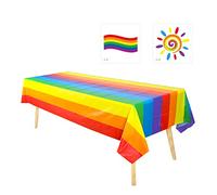 TIANNAIT 1 mantel rectangular grueso con diseño de arcoíris, para eventos del orgullo gay LGBT, para fiesta de orgullo con 2 tatuajes temporales de arco iris, multicolor, 137 x 274 cm