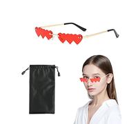 TIANNAIT 1 par de gafas de sol en forma de corazón con 1 bolsillo para gafas, forma irregular, gafas de sol retro, divertidas gafas de fiesta, accesorios de moda hippie para niños, hombres, mujeres