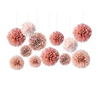 TIANNAIT 12 bolas de papel de oro rosa, pompones de seda para boda, cumpleaños, despedida de soltera, fiesta femenina, decoración de telón de fondo