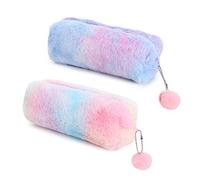 TIANNAIT 2 Estuches de Felpa, Lindo Estuche de arcoíris, Bolsa de Almacenamiento de papelería de Gran Capacidad, papelería Femenina, Estuches de Felpa para niños (Rosa, Morado)