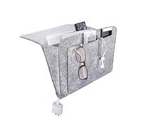TIANNAIT - Bolsa de almacenamiento de fieltro para cabecera, organizador de noche, varios bolsillos, para revistas, libros, teléfono móvil, mando a distancia (gris)