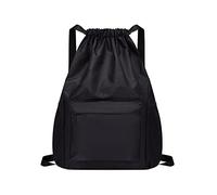 TIANNAIT Mochila negra con cordón, mochila deportiva informal, mochila impermeable con cordón, mochila escolar, unisex, adecuada para acampar, yoga, fitness, viajes, montañismo.