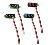 Tianqin 4 Piezas 0.28" Mini Voltímetro Digital Pantalla LED Rojo/Amarillo/Verde/Azul, 2 Cables, 2.5V-30V DC