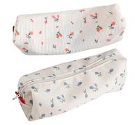 TianqqYongyong Estuche para lápices de 2 piezas, pequeño bolso organizador de escritorio con flores rotas, bolsa de cosméticos para niñas y mujeres, multicolor, simple, Multicolor, Sencillo