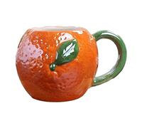 TianqqYongyong Tazas de cerámica con forma de fruta, taza de café creativa, con asa grande, taza de leche reutilizable, taza de fruta 3D, horno microondas disponible (naranja)