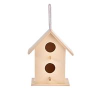 TIANQUXNGI Casa de pájaros de madera para exteriores, pequeña caja de anidación de pájaros, hecha a mano, con agujero y percha para pájaros azules